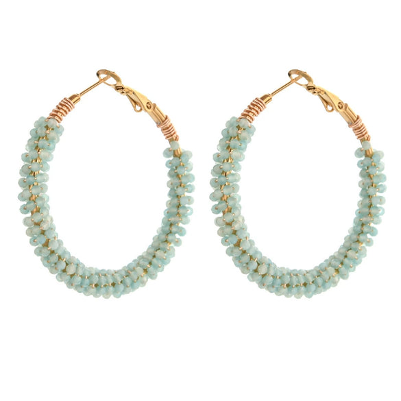 Wholesale Vintage Geometric Bohemian Handmade Stainless Steel And Half Gemstone Earrings For Women