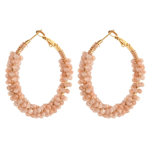 Wholesale Vintage Geometric Bohemian Handmade Stainless Steel And Half Gemstone Earrings For Women