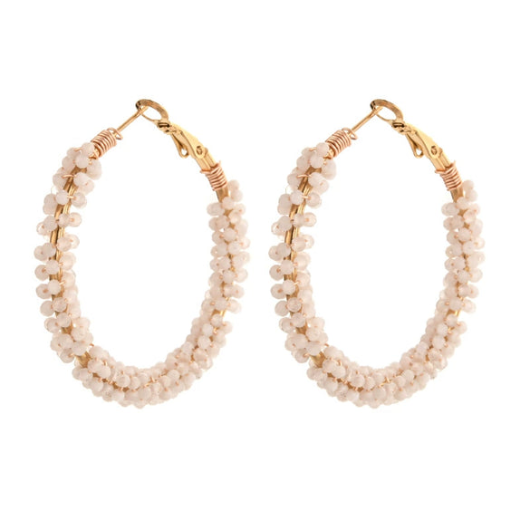 Wholesale Vintage Geometric Bohemian Handmade Stainless Steel And Half Gemstone Earrings For Women