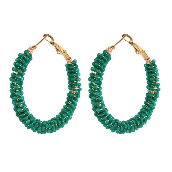 Wholesale Vintage Geometric Bohemian Handmade Stainless Steel And Half Gemstone Earrings For Women