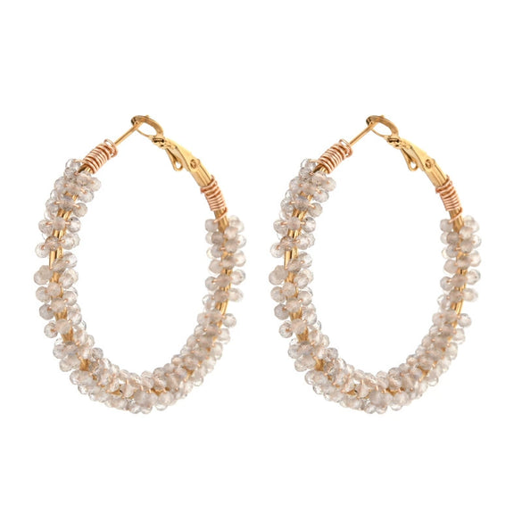 Wholesale Vintage Geometric Bohemian Handmade Stainless Steel And Half Gemstone Earrings For Women