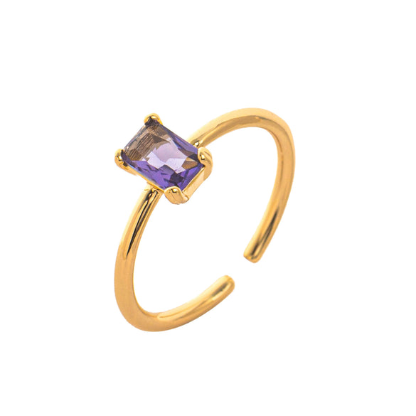 Wholesale Vintage Geometric Colored Zircon Ring Copper Electroplated