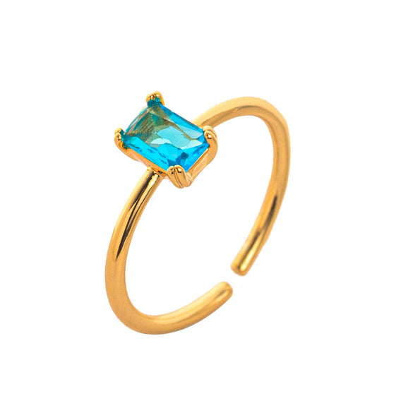 Wholesale Vintage Geometric Colored Zircon Ring Copper Electroplated