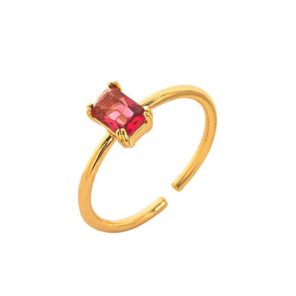 Wholesale Vintage Geometric Colored Zircon Ring Copper Electroplated