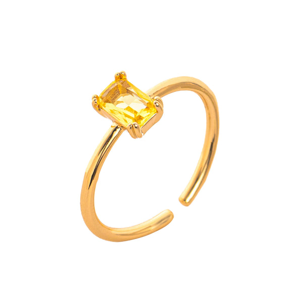 Wholesale Vintage Geometric Colored Zircon Ring Copper Electroplated