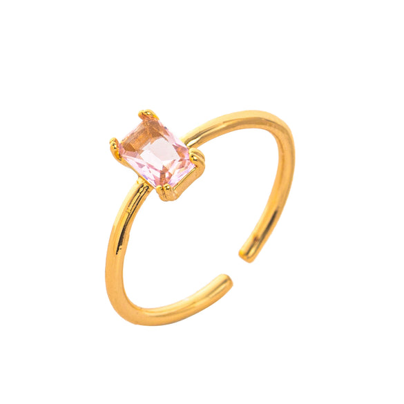 Wholesale Vintage Geometric Colored Zircon Ring Copper Electroplated