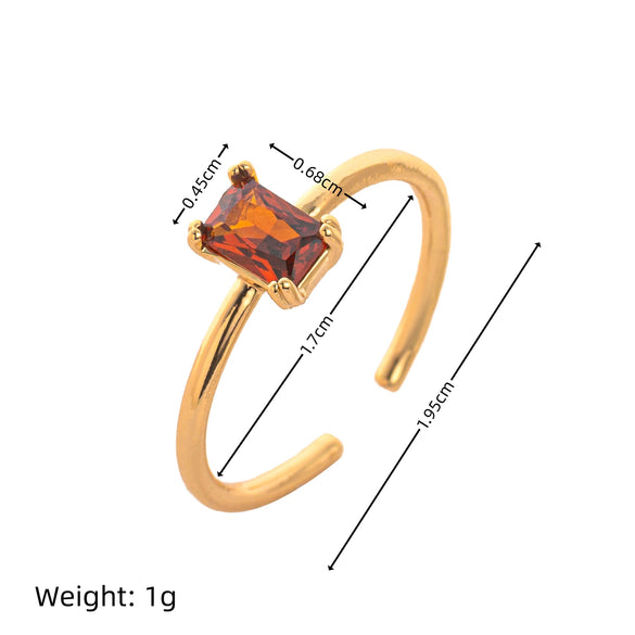 Wholesale Vintage Geometric Colored Zircon Ring Copper Electroplated