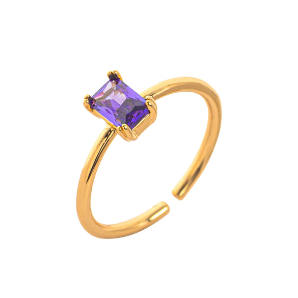 Wholesale Vintage Geometric Colored Zircon Ring Copper Electroplated