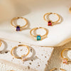 Wholesale Vintage Geometric Colored Zircon Ring Copper Electroplated