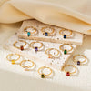 Wholesale Vintage Geometric Colored Zircon Ring Copper Electroplated