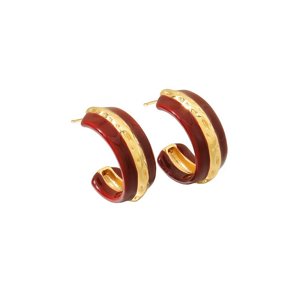 Wholesale Vintage Geometric Copper Earrings With Enamel Oil And Real Gold Electroplating For Women