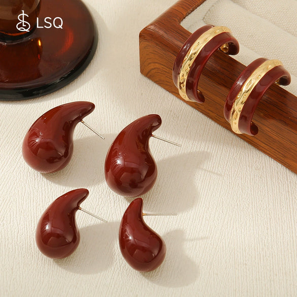 Wholesale Vintage Geometric Copper Earrings With Enamel Oil And Real Gold Electroplating For Women