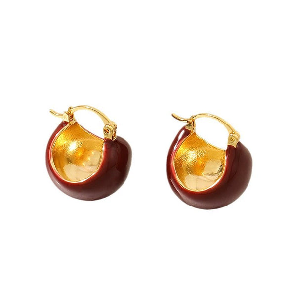 Wholesale Vintage Geometric Copper Earrings With Enamel Oil And Real Gold Electroplating For Women
