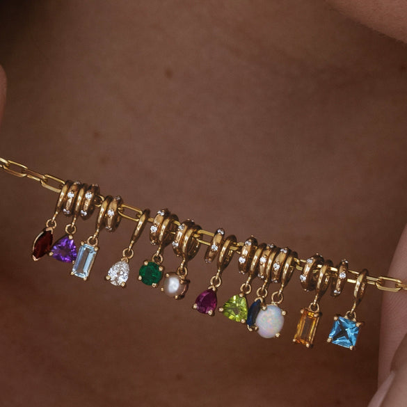 Wholesale Vintage Geometric Copper Pendant With Mixed Gemstone Inlay Electroplated 18K Gold For Women