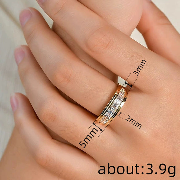 Wholesale Vintage Geometric Copper Ring Inlaid With Zircon