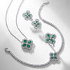 Wholesale Vintage Geometric Cultivation Emerald Four Leaf Clover Ring In S925 Silver