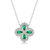 Wholesale Vintage Geometric Cultivation Emerald Four Leaf Clover Ring In S925 Silver