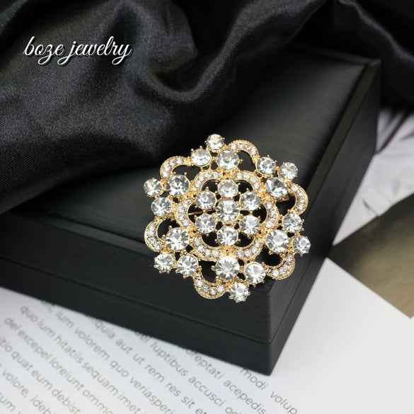 Wholesale Vintage Geometric Diamondencrusted Zinc Alloy Electroplated Brooch For Women's Clothing Accessories