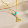 Wholesale Vintage Geometric Electroplated Stainless Steel Devil's Eye Triangular Female Accessories Set Earrings Necklaces