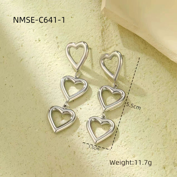 Wholesale Vintage Geometric Fivepointed Star Stainless Steel 18K Gold Electroplated Women's Earrings