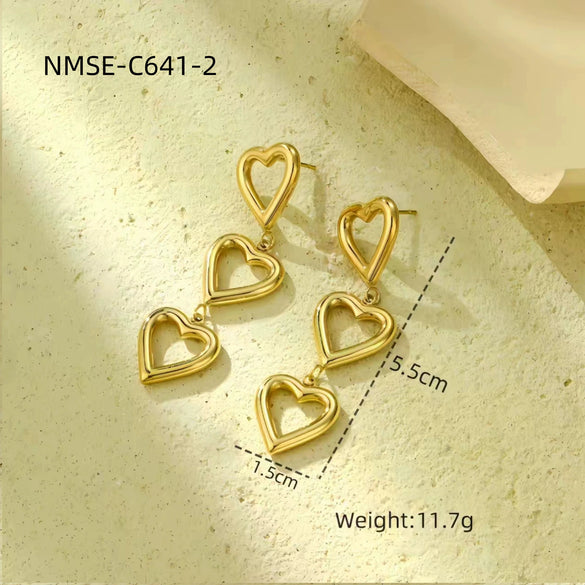 Wholesale Vintage Geometric Fivepointed Star Stainless Steel 18K Gold Electroplated Women's Earrings