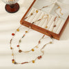 Wholesale Vintage Geometric Natural Stone Agate Tiger Eye Stone Handmade Women's Sweater Chain Necklace