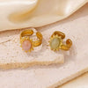 Wholesale Vintage Geometric Natural Stone Inlaid Stainless Steel Open Ring With Electroplating
