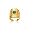 Wholesale Vintage Geometric Natural Stone Stainless Steel Ring Electroplated 18K Gold For Women