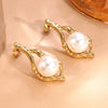 Wholesale Vintage Geometric Pearl Stainless Steel Electroplated Earrings For Women