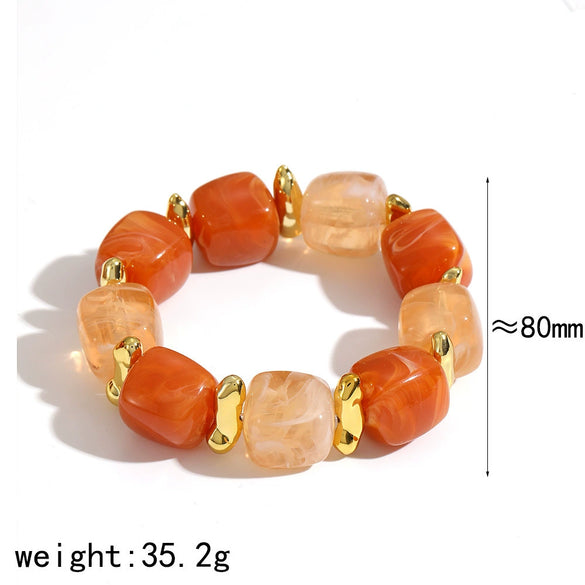 Wholesale Vintage Geometric Resin Weaving Bracelet Jewelry Set Accessories