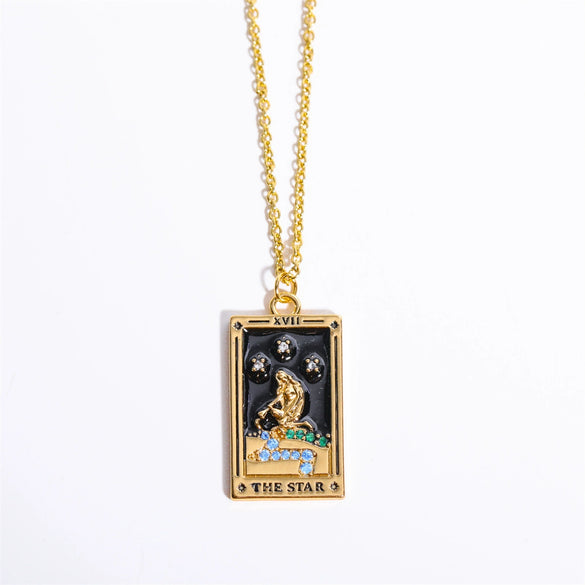 Wholesale Vintage Geometric Square Electroplated Real Gold Copper Necklace For Women