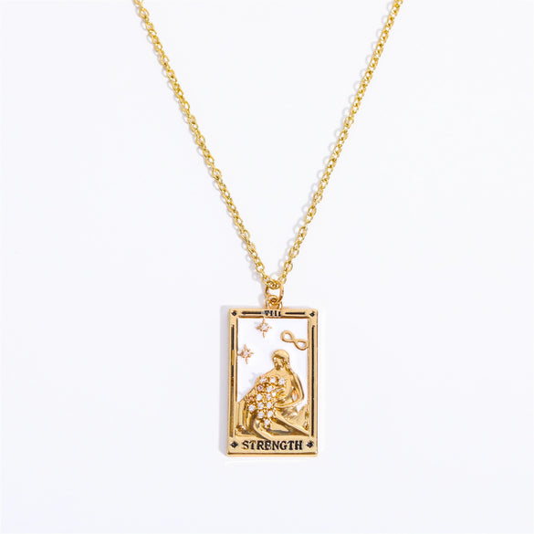 Wholesale Vintage Geometric Square Electroplated Real Gold Copper Necklace For Women