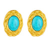 Wholesale Vintage Geometric Stainless Steel Earrings Inlaid With Blue Turquoise And Gold Plated