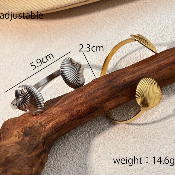 Wholesale Vintage Geometric Stainless Steel Electroplated Shell Adjustable Bracelet Jewelry