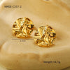 Wholesale Vintage Geometric Stainless Steel 18K Gold Electroplated Round Pleated Women's Earrings