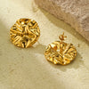 Wholesale Vintage Geometric Stainless Steel 18K Gold Electroplated Round Pleated Women's Earrings