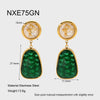 Wholesale Vintage Geometric Stainless Steel 18K Gold Plated Brushed Glass Inlaid Earrings For Women