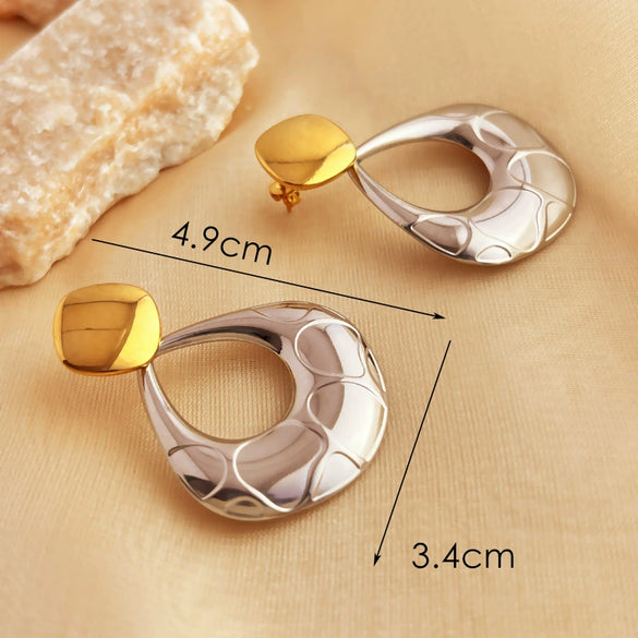 Wholesale Vintage Geometric Stainless Steel 18K Gold Plated Square Earrings For Women