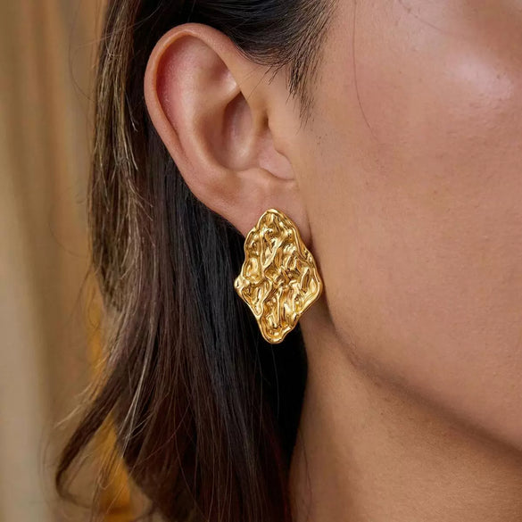 Wholesale Vintage Geometric Stud Earrings For Women Stainless Steel 18K Gold Vacuum Plated
