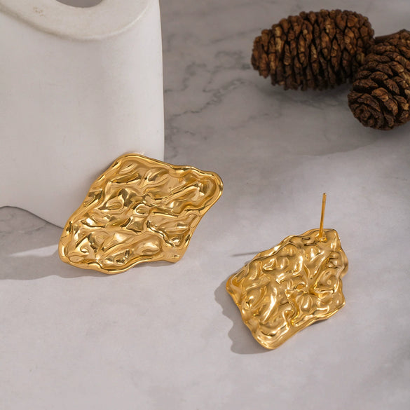 Wholesale Vintage Geometric Stud Earrings For Women Stainless Steel 18K Gold Vacuum Plated