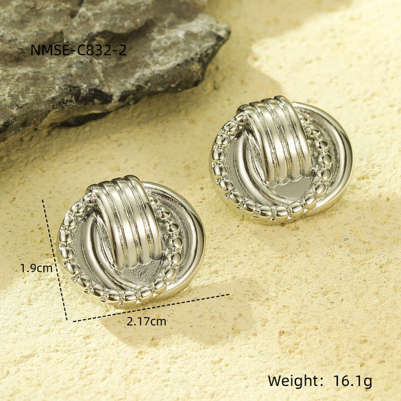 Wholesale Vintage Geometric Titanium Steel And 18K Gold Electroplated Earrings For Women