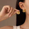 Wholesale Vintage Geometric Titanium Steel And 18K Gold Electroplated Earrings For Women
