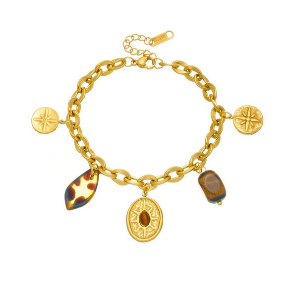 Wholesale Vintage Gold Plated Stainless Steel Star Pendant Bracelet For Women
