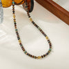 Wholesale Vintage Handmade Natural Stone Stainless Steel African Pine Heart Shape Beaded Necklace For Women