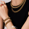 Wholesale Vintage Handmade Woven Stainless Steel Spliced Cuban Chain Necklace And Bracelet Set For Women Pvd Gold Plated