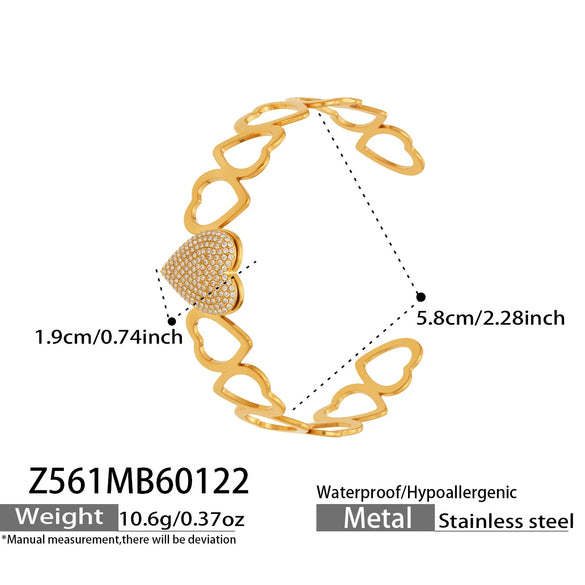 Wholesale Vintage Insstyle Minimalist Stainless Steel Enamel Electroplated Bracelet With 5A Zircon Open Bangle And Geometric Design