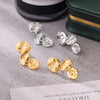 Wholesale Vintage Irregular Petals Joker Earrings In Titanium Steel With Flower Pattern And Electroplating