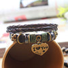 Wholesale Vintage Leather Woven Handmade Love Bracelet With Geometric Letters Numbers Text Design