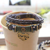 Wholesale Vintage Leather Woven Handmade Love Bracelet With Geometric Letters Numbers Text Design
