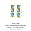 Wholesale Vintage Light Luxury Creative Geometric Square Stainless Steel Women's Earrings With Natural Stone And Green Gemstone